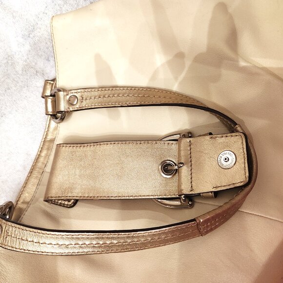 Coach Soho East West Leather Shoulder Bag - Ivory w/Gold Metallic - EUC - Picture 10 of 11